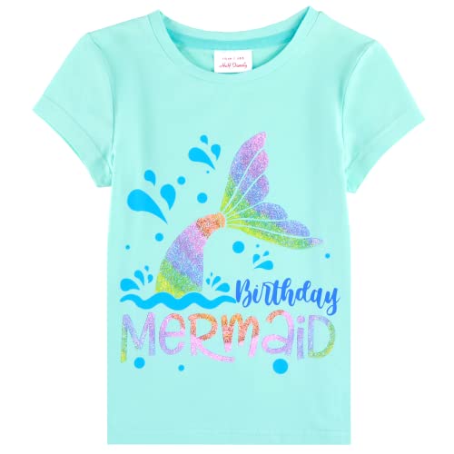 Image of Unicorn Mermaid Birthday Girl Shirt - Casual T-Shirt Top Tee