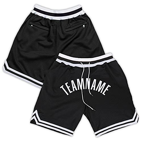 Men's Fashion Basketball Shorts with Pockets Custom Stitched Letters Sport Pants