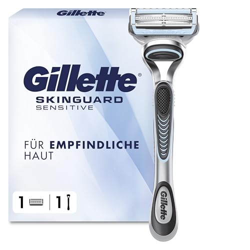 Gillette SkinGuard Sensitive Nassrasierer Herren, Rasierer + 1 Rasierklinge mit Hautschutz, Geschenk für Männer