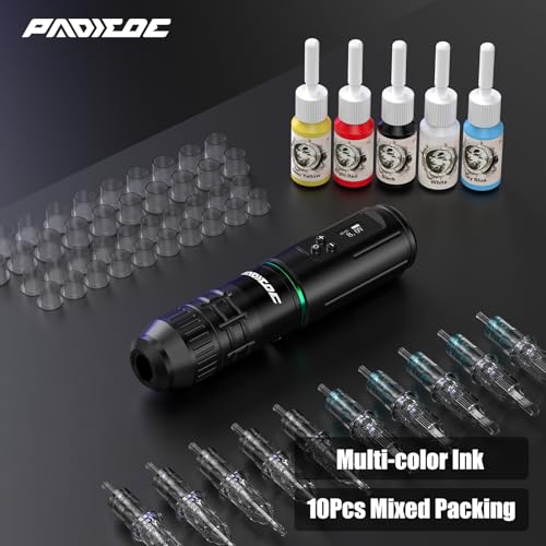 Padieoe Tattoo Gun Kit, Tattoo Kit Wireless Tattoo Machine Kit 1,600 MAH Battery Tattoo Pen with Digital Led Display Type-C Charged Tattoo Supplies for Beginners WTK280 - Thumbnail 6
