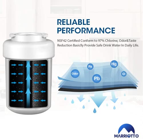 Marriotto Water Filters For Ge Refrigerators, Smart Water Filters For Refrigerators Nsf 42 Certified Cartridges Compatible With Mwf, Mwfa, Mwfp, Gwf, Gwfa, 46-9991, Hdx Fmg-1, Wfc1201, 1 Pack #TOP5