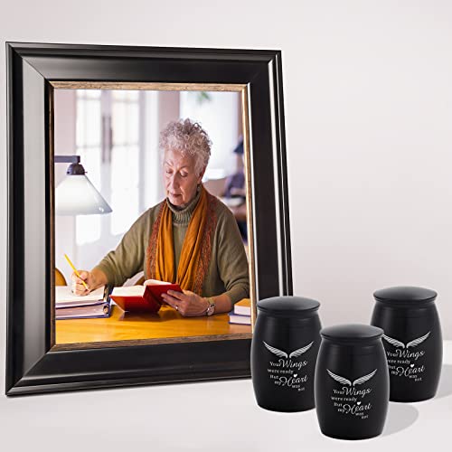 Image of 3Pcs Small Urns for Human Ashes Adult Man /Male /Dad /Father | Black Mini Keepsake Urns for Human Ashes,2.7 inch Small Cremation Urns for Human Ashes Set of 3