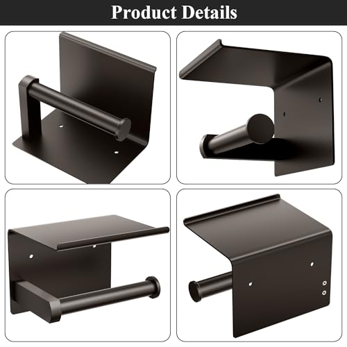 image for Tindbea Toilet Paper Holder with Phone Shelf, Adhesive or Screw Wall M