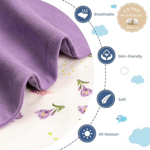 Image of ZIGJOY Swaddle Sleep Sack 6-12 Months, 1.0 Tog Cotton Baby Swaddle Blanket | 100% Cotton - Soft & Breathable & Non-shrink, 2-way Zipper for Easy Diaper Changes, Long Sleeves Allow Self-soothing