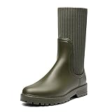  DREAM PAIRS Stiefel Damen Gummistiefel Damen MID-Calf Winterstiefel Mädchen Chelsea Boots Wasserdicht Regenstiefel Braun Größe 38 (EUR)