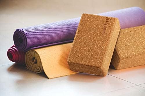 HemingWeigh Natural Cork Exercise Block, High Density Yoga Brick, 2 Piece