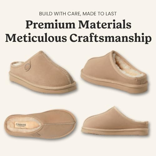 Image of Fireside by Dearfoams Women's Greta Genuine Shearling Clog Slippers, 100% Natural Suede Clogs for Outdoor & Indoor