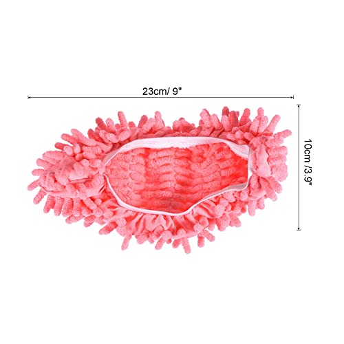 Image of MECCANIXITY Washable Cleaning Shoes Cover Multifunction Chenille Duster Mop Slippers Foot Socks for House Floor, Pack of 6 Pink