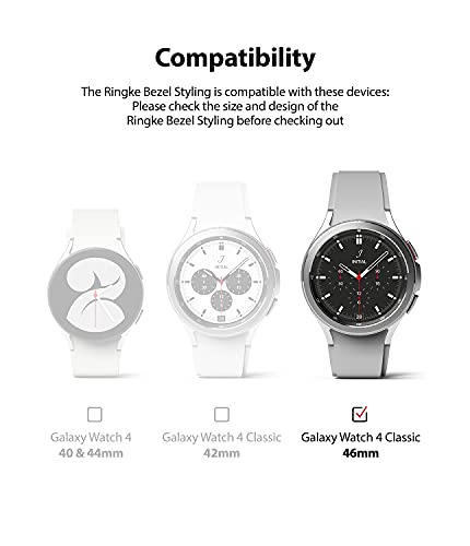 Image of Ringke Bezel Styling Compatible with Samsung Galaxy Watch 4 Classic 46mm Adhesive Frame Ring Cover Anti Scratch [Aluminum] Protection for Galaxy Watch4 Classic 46mm - Black [46-15]