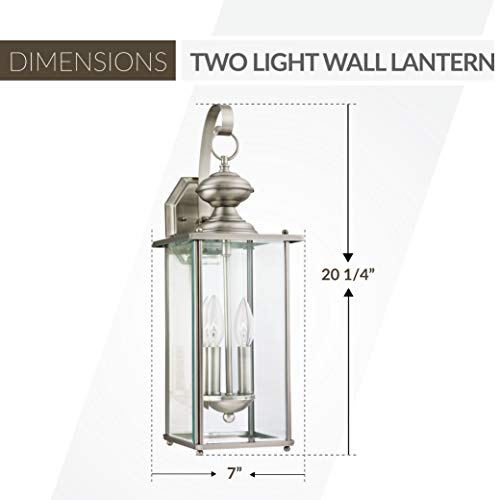 Generation Lighting 8468-965 Jamestowne Transitional Two - Light Outdoor Wall Lantern Outside Fixture, Antique Brushed Nickel Finish,Silver #TOP2