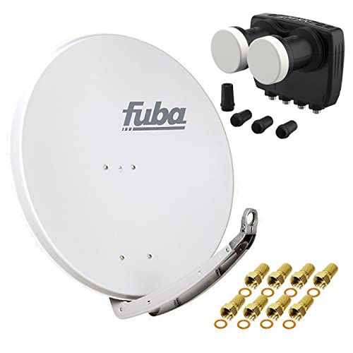 Digital Sat Anlage 2 Satelliten Astra/Hotbird - 4 Teilnehmer | Fuba DAA850G Sat Schüssel 85cm hellgrau + DUR-line MB6-QS Monoblock Quad LNB 6° (DVB-S2, HDTV, 4K/8K, 3D) + 8xF-Stecker vergoldet Digital Sat Anlage 2 Satelliten Astra/Hotbird - 4 Teilnehmer | Fuba DAA850G Sat Schüssel 85cm hellgrau + DUR-line MB6-QS Monoblock Quad LNB 6° (DVB-S2, HDTV, 4K/8K, 3D) + 8xF-Stecker vergoldet