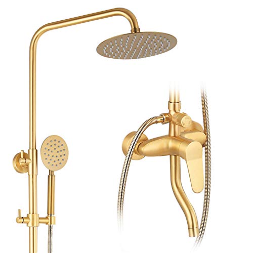 Système de douche or brossé complet avec mitigeur de baignoire eau chaude et froide