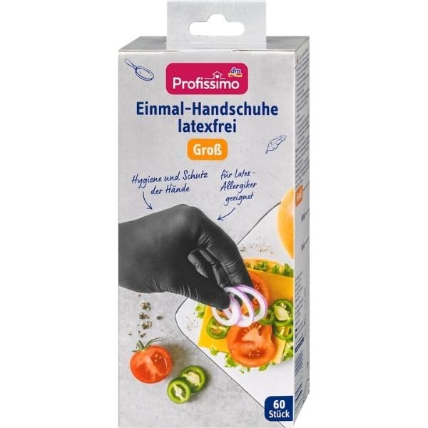 Generisch Profissimo Einmalhandschuhe, Puderfrei, Naturlatex (Groß Schwarz, Latexfrei)