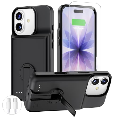 BOPPS 2025 iPhone 17 Battery Case 8500mAh with Stand, Black