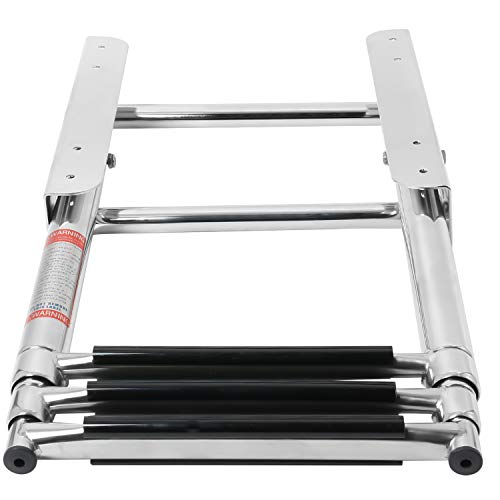 Amarine Made Boat Ladder, 3-Step Under Platform Slide Mount Boat Boarding Ladder, Telescoping, Stainless Steel #TOP5