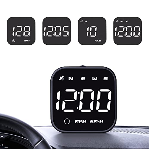 Geloo Velocímetro digital GPS con pantalla para coche HUD de 2.2 pulgadas con velocidad MPH, recordatorio de conducción de fatiga, alarma de sobrevelocidad HD para todos los vehículos Cover