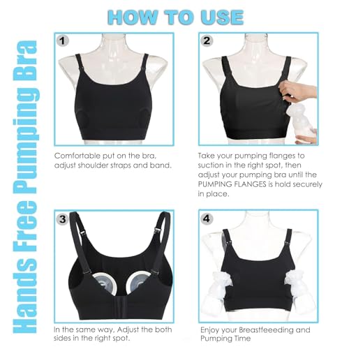Image of Hands Free Pumping Bra Hands-Free Breast Pump Bra Nursing Bras for Pumping Adjustable Breast-Pumps Holding and Nursing Bra (Black, Small)
