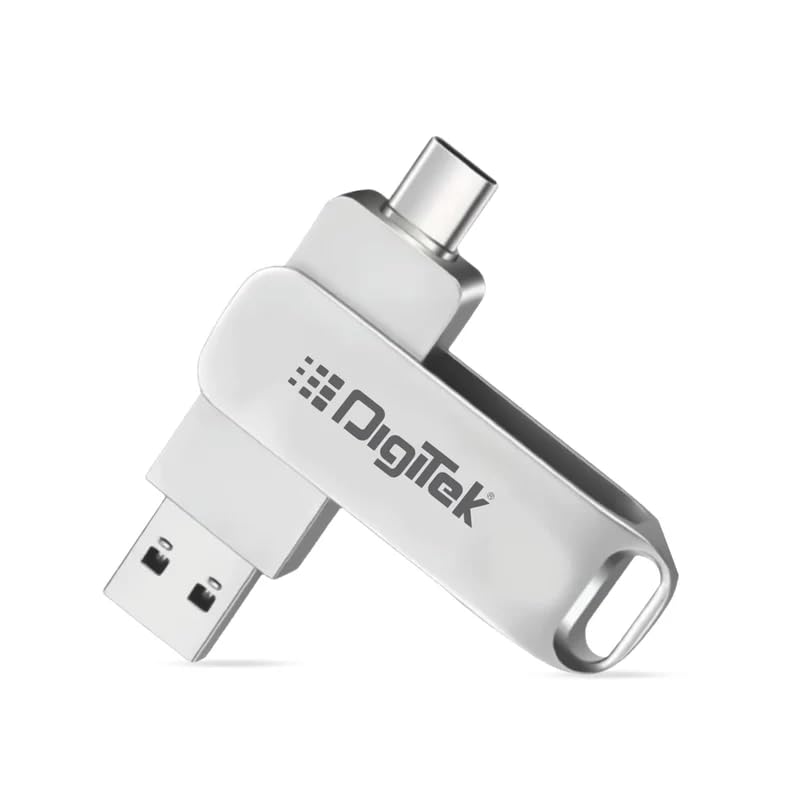 Digitek (DDUD 64G V3.0) Metal Body 64GB Storage 3.0V Dual Drive Flash Drive, USB-A & Type-C, Pen Drive, Magnetic, X-Ray & Temperature Resistant, Use with Smartphones, Tablets, Macs & USB-A Computers