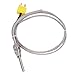BAFOVY K Type Thermocouple, Temperature Sensor Probe with 1/8in NPT Thread 80mm Probe 1meter Cable, Stainless Steel Wire for Industrial Chemistry Metallurgy
