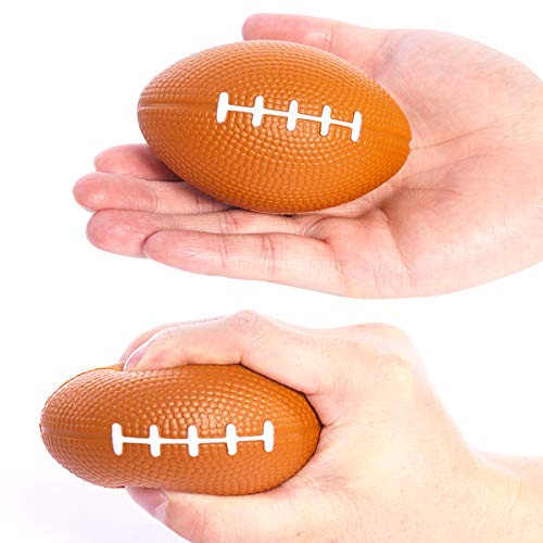 FUNNISM 12 Pack Mini Football Stress Balls,Squeeze Foam Soccer Ball for Stress/Anxiety Relief,Relaxation,Classroom Prize,School Carnival Reward,Superbowl and Kids Sports Birthday Party Favor Toy Gift