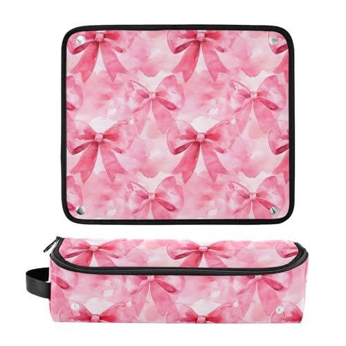 Bolsa de viaje resistente al calor Bow Marble para herramientas de cabello como planchas, rizadores y organizador portátil miniatura 3