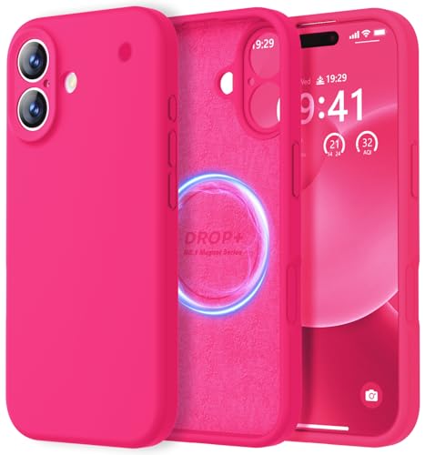 Image of LOVE 3000 Designed for iPhone 17 Case, Premium Silicone [Compatible with Magsafe][Soft Anti-Scratch Microfiber Lining] Shockproof Protective Phone Case for Men Women 6.3 inch, Hot Pink