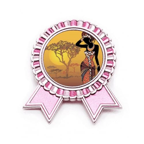Broche femme Savane africaine rose en métal ciselé