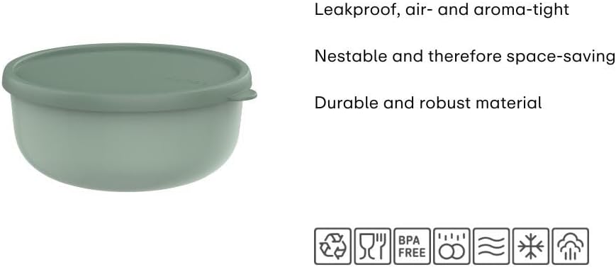 Mepal 3-piece Microwave Container Set Lumina, Food Storage Containers with Lid Suitable for Fridge, Freezer, Microwave and Dishwasher, Kitchen Storage Bowls, 250 + 750 + 1500 ml, Nordic sage