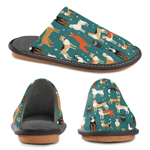 Colorful Cute Dog Fuzzy Slippers Soft Home Bedroom Slippers for Women Men House Shoes4