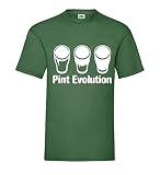 100 % algodón Pint Evolución - Vaso de Cerveza Hombre Camiseta - shirt84 - Verde Botella, 3XL
