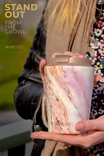 MAMEIDO Insulated Coffee Cup, Travel Mug 350 ml, Leakproof Coffee Flask BPA-Free, Tumbler for Hot & Cold Drinks (Pearl Marble) - Image 3