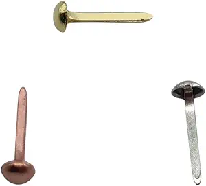 LLY 600pcs Metal Tiny Round Brads, Round Head 3mm Paper Fasteners Split Pins Metal Brads with Box, for Scrapbooking, Paper Crafts, Card Making, DIY Art Supplies 3mmx9.2mm (Gold, Silver and Copper)