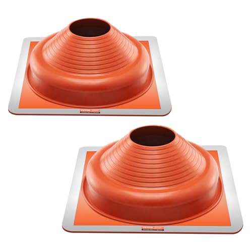 VEVOR 2 PCs Roof Pipe Flashing Boots, Fit Pipe OD 6-1/4" - 11-3/4", Flexible Silicone Roofing Jack Pipe Flashing, High Temp -101℉ - 437℉, Square Metal Base, for Chimney, Wood Stove & Outdoor Vent Pipe by VEVOR - Used condition - US$36.37