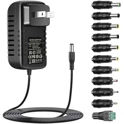 Universal DC15V 3A Power Supply with 11 DC Plug Tips AC120V to DC15Volt 3000mA 2500mA 2000mA 1500mA 1000mA Switching Power Adapter Cord 15v AC Adapter Charger Transformer 5FT Cover