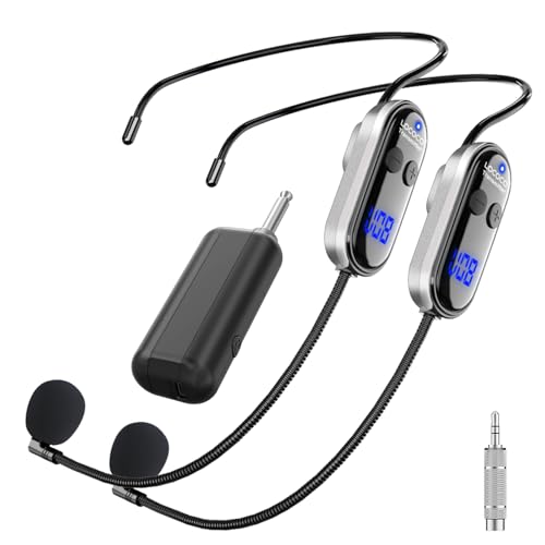 LOCOCO Micrófono Inalámbrico, UHF Micrófonos Dual Inalámbricos