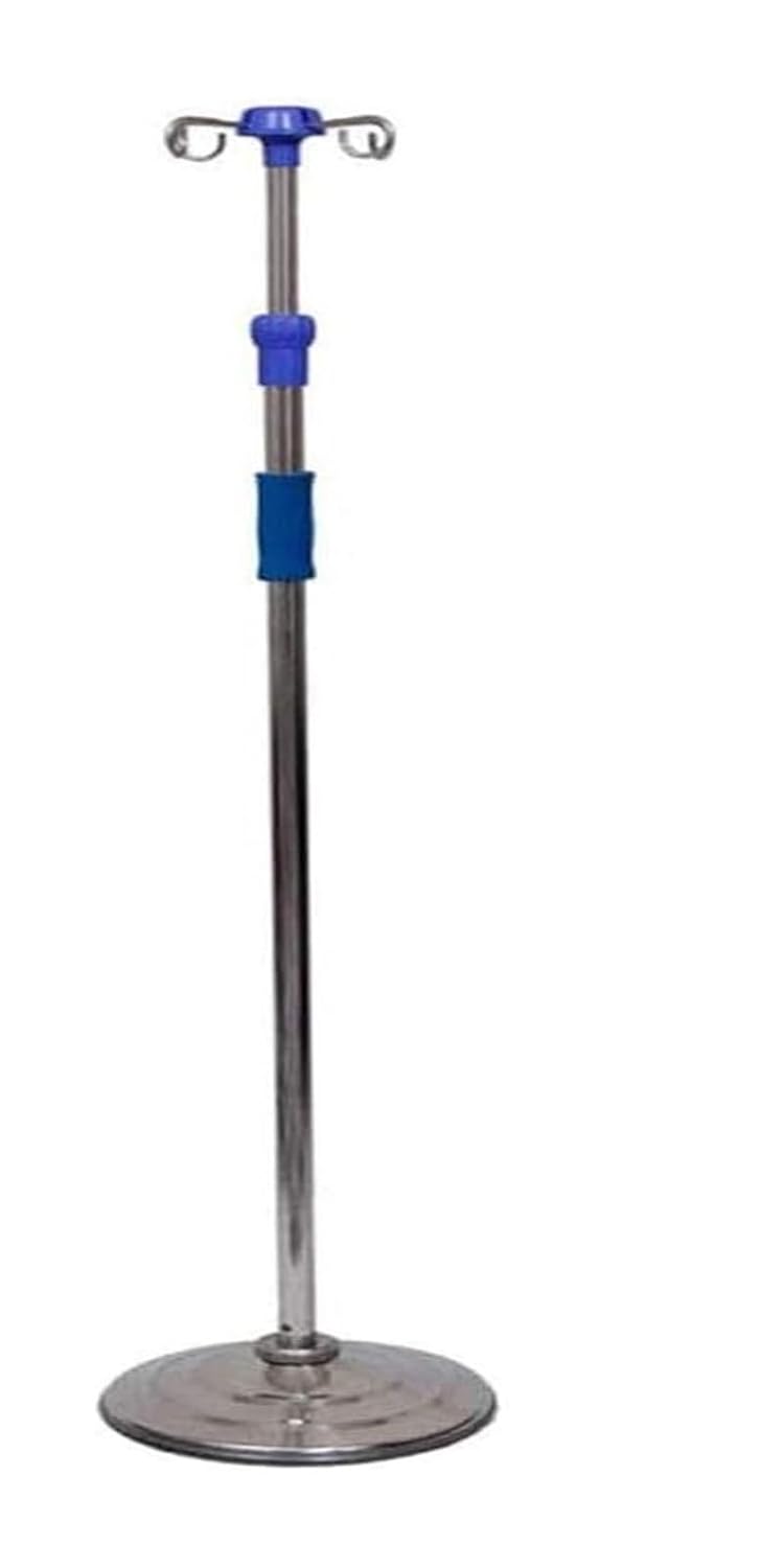 Portable IV Stand with Adjustable Height, Stainless Steel IV Pole, Heavy-Duty Base for Hospital, Clinic, Home Care & Ambulances