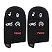 Pack of 2 Black Key Case Covers Jacket Silicone Rubber Fob Keyless Remote Holder Skin fit for JEEP FIAT DODGE CHRYSLER Smart Remote Key Case