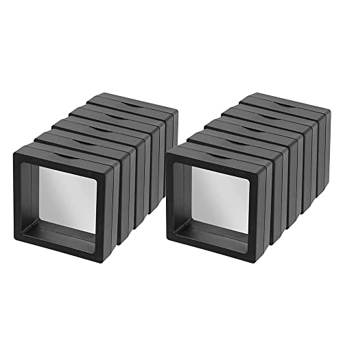 Tiardey 10PCS 3D Floating Frame Display Holder Stands PE Film Transparent Jewelry Storage Box Anti Ternish Coin Holder - Noir Cover
