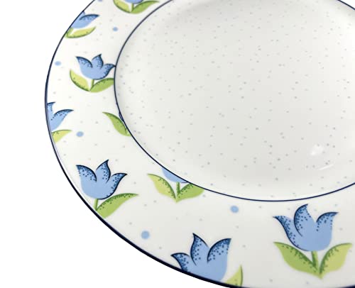 Generic Ceramic Bread And Butter Plate 8In (Set Of 2) Dessert Salad Appetizer Pasta Bread Porcelain Plates, Multicolor, White And Blue, 8In Diameter, Pack Of 2 Pcs #TOP2