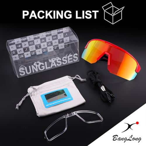 Image of BangLong Polarized Sports Sunglasses for Men Women UV400 Protection | TAC HD Lens, RX Insert Included, Lightweight Wrap-Around Design for Running Cycling Baseball Hiking