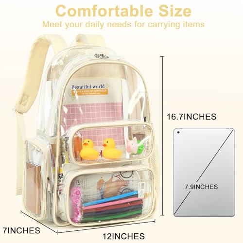 Image of BTOOP Clear Backpack Heavy Duty Transparent Backpack 17 inch See Through Bookbag for College Work Festival Security with Padded Strap Large Capacity