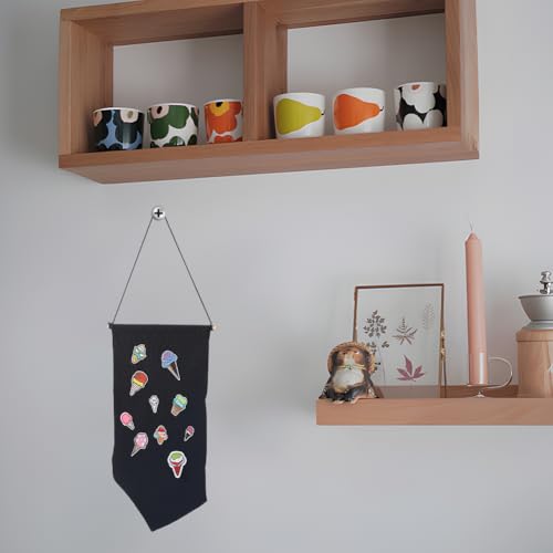 craspire 2 Stück Pinnwand Display Banner Leinwand Zum Aufhängen Brosche Schmuck Aufbewahrungskoffer Schwarzes Organizer Board Blankohalter Ständer Mit Stange Für Emaille Anstecknadeln Revers Ohrringe