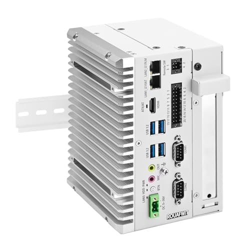 ROUAFWIT Industrial Mini PC Fanless Embedded Computer i5 8265U Dual LAN 2COM 16Pin GPIO 4USB3.2 4K Display Auto Power On DDR4 16G RAM 512G SSD, 1 x PCIe x1 Slot