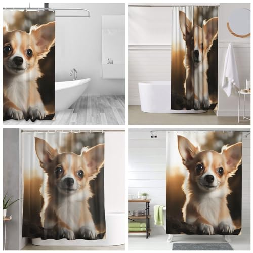 Rideau de douche imperméable chihuahua pour éviter l'eau sur le sol - 8