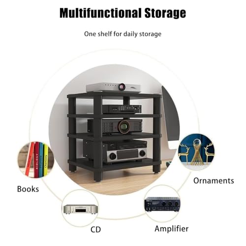 Rack stéréo marron de 47cm doté de finitions soignées pour équipement audio