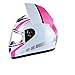 Casque De Moto Personnalité Chat Oreilles Full Face À Angle Casque De Moto + Black Sun Visor, All Seasons Respirant Maintien Au Chaud Réglable pour Adultes Jeunes Hommes Et Femmes,Pinkwhite