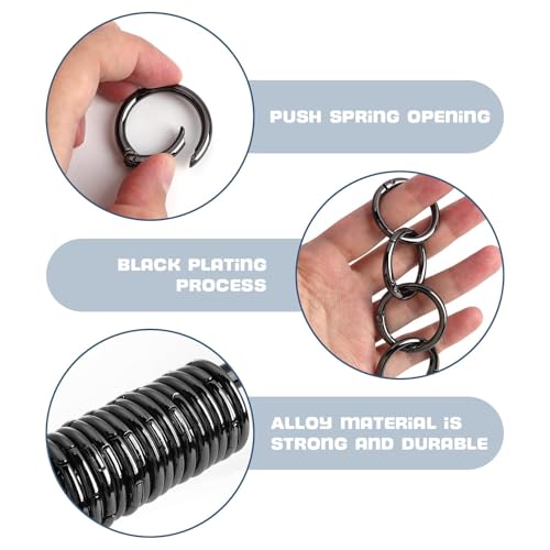 15 Stück 33mm Runde Karabiner Schwarz - Strapazierfähige Zinklegierung, Schlüsselringe für Schlüsselanhänger, Taschen, Schmuck, DIY Handwerksprojekte
