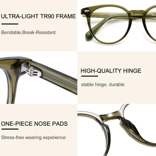 Image of Dollger Women Round Blue Light Blocking Glasses Men Retro Computer Gaming Eyeglasses Anti-Eyestrain