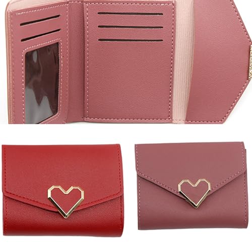 Short Wallet for Women PU Leather Coin Purse Portable Card Slots Change Pocket Suitable for Various Uses, app. 11.5x2x9cm /4.52x0.78x3.54in, Black2