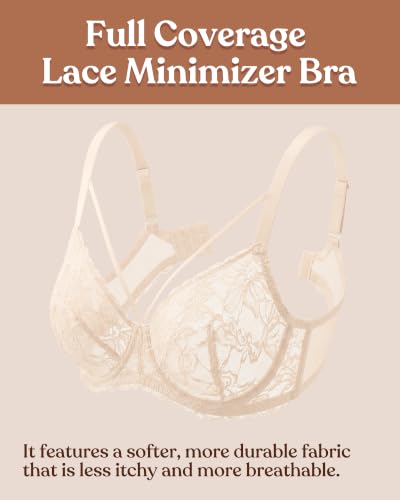 Image of HSIA Minimizer Bras for Women Unlined Underwire Lace Bras for Large Breasts | Full Coverage, Plus Size, Support Lift, Breathable, Everyday Essentials, Soft, Back Smoothing, Wide Straps, Sizes 32-46 C-I